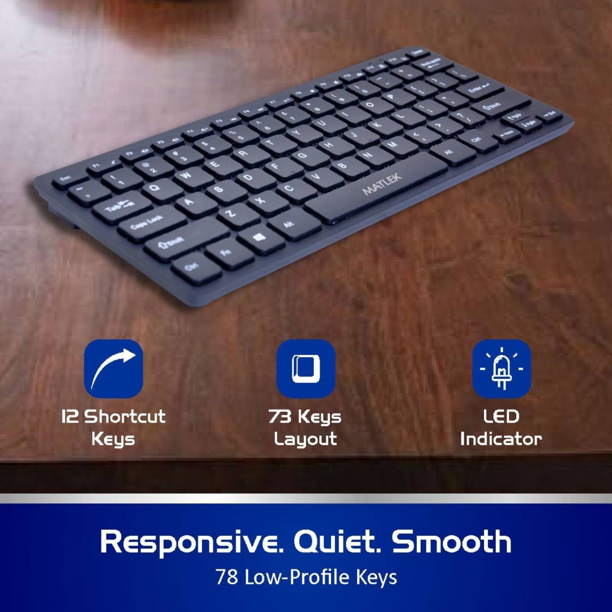 Matlek Wireless Keyboard & Mouse Combo. 2.4G Connect with 1 Nano Receiver Keyboard - Ultra Slim, Compact and Ergonomic Built